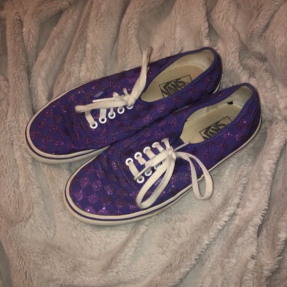 purple glitter checkered vans